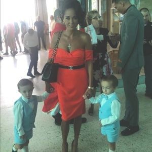 Beautiful of the shoulder knee lent orange dress worn once